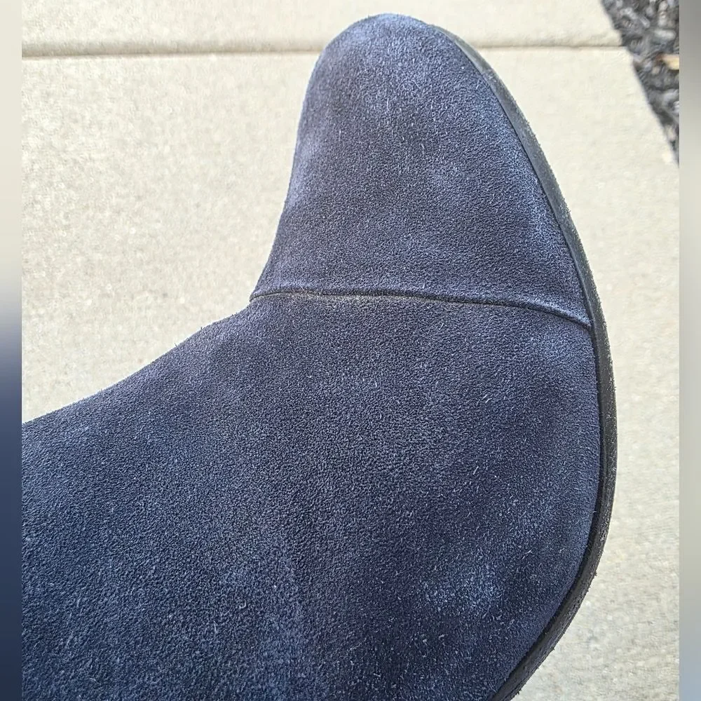 Rag & Bone Margot Suede Ankle Boots Block Heel Booties Navy Sz 39.5